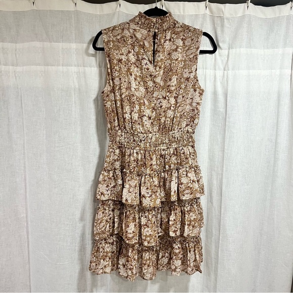 Express Floral Sleeveless Mock Neck Tiered Ruffle Dress - Picture 4 of 7